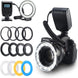Ring Flash Light, 48 Micro LED Ring Flash Light with LCD Display Power Control, 4Pcs Flash Diffusers & 8Pcs Lens Adaptor for Canon, Nikon DSLR Cameras, Camera Accessories