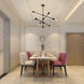 Sputnik Chandelier 6 Lights Modern Pendant Lighting Ceiling Light Fixture, Black, Bedroom Living Room Kitchen Hallway