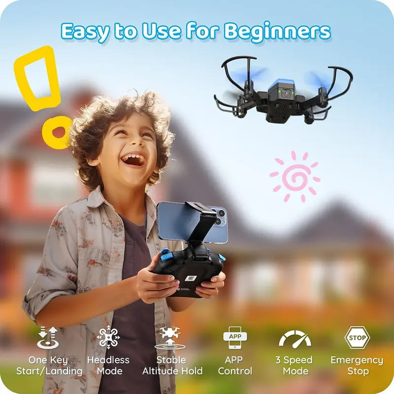 ATTOP Mini Drone with 1080P HD Camera for Beginners, Foldable FPV Drone for Beginners RC Quadcopter, Voice Control, 3 Speed Modes, Gravity Control, Altitude Hold, 2 Batteries, Toys Gifts for Beginners