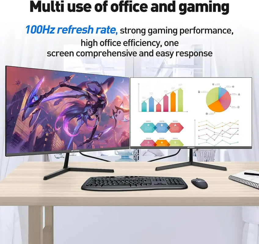 Sansui Monitors 22/24/27 Inch 75Hz/75Hz/100Hz IPS FHD DP/HDMI/VGA Tilt Adjustable for Working and Gaming(Hdmi Cable Included) Laptop Laptop Laptop