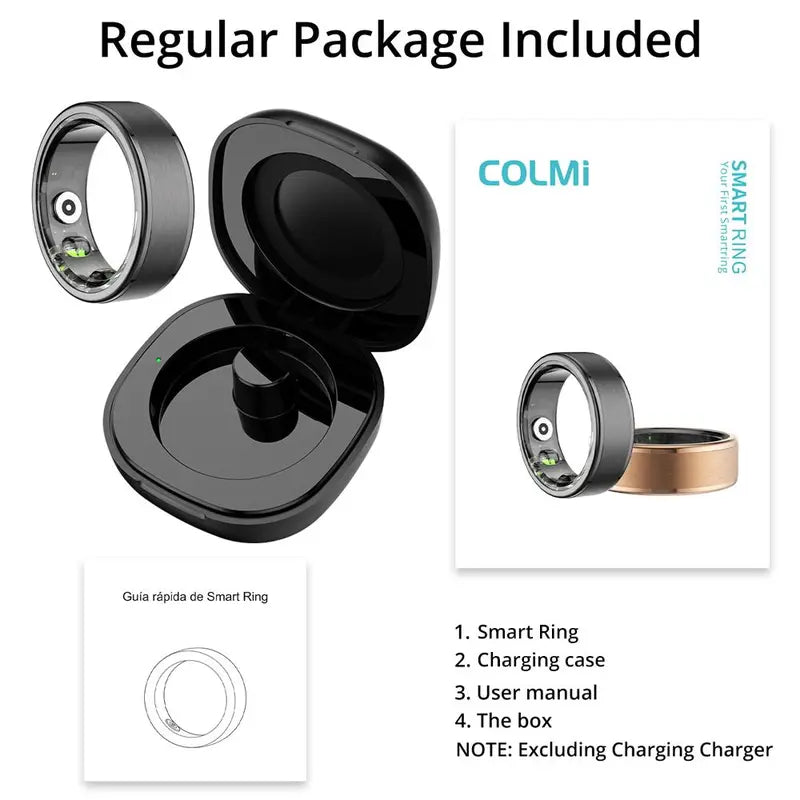 Smart Ring, Waterproof Smart Ring with Blood Pressure & Blood Oxygen Monitoring, Multifunctional Smart Ring for Men & Women