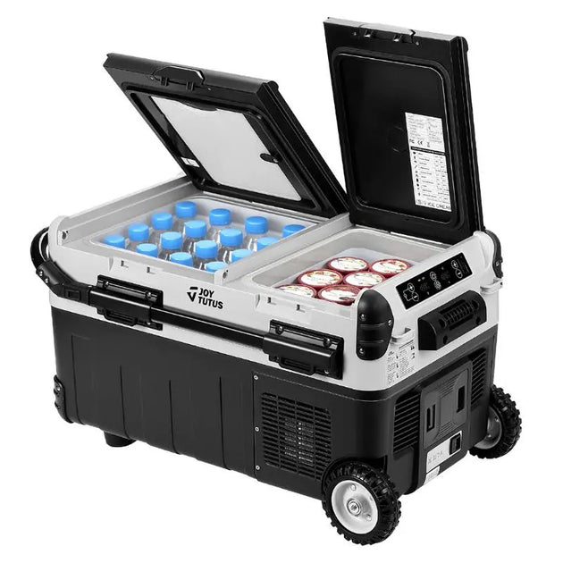 JOYTUTUS 12 Volt Refrigerator, 51 Quart (49L) Car Portable Refrigerator with Ice Cream Mode, Dual Zone & Dual System Electric Cooler Fridge, Camping Freezer for Truck