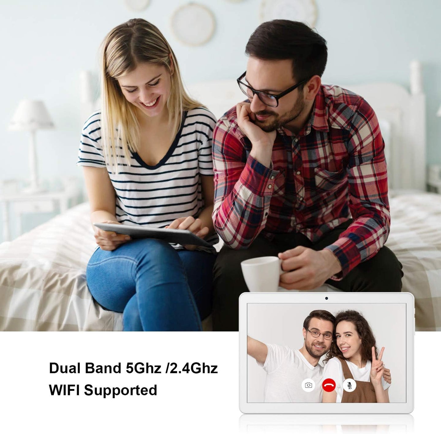 TPZ 10 Inch Android Tablet, Wifi Tablet PC with Dual Cameras,16Gb Storage, Dual Band 5Ghz/2.4Ghz Wifi, 6000Mah, HD Full Touchscreen, Bluetooth, GPS - Silver
