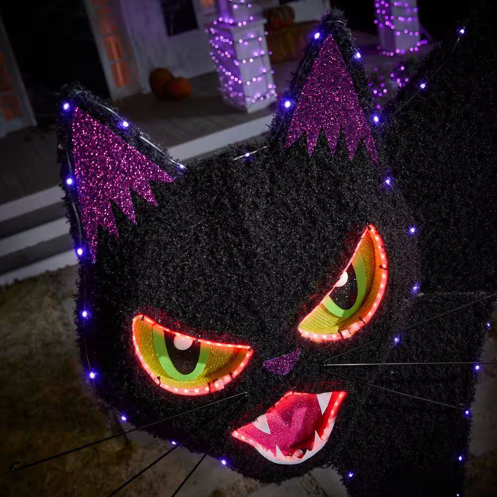 9.5 Ft. Halloween Classics Giant-Sized Color Changing LED Black Cat Archway H40