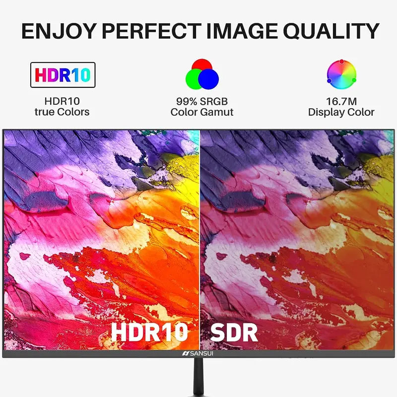 Sansui Monitors 22/24/27 Inch 75Hz/75Hz/100Hz IPS FHD DP/HDMI/VGA Tilt Adjustable for Working and Gaming(Hdmi Cable Included) Laptop Laptop Laptop