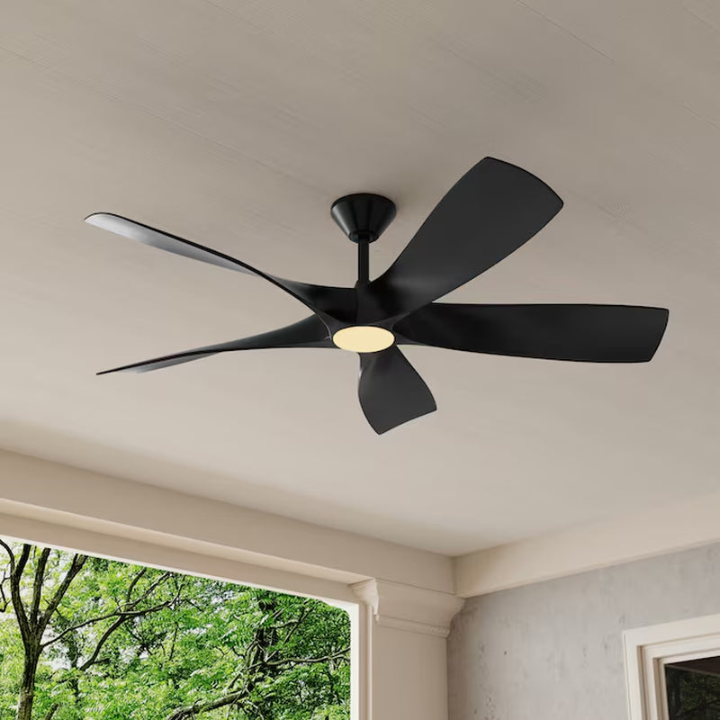 Vernal 60-In Integrated LED Outdoor Smart Painted Nickel with Painted Nickel Blades Propeller Ceiling Fan with Light - Remote Included ( 5 -Blade )