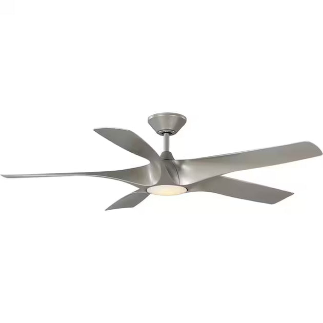 Vernal 60-In Integrated LED Outdoor Smart Painted Nickel with Painted Nickel Blades Propeller Ceiling Fan with Light - Remote Included ( 5 -Blade )