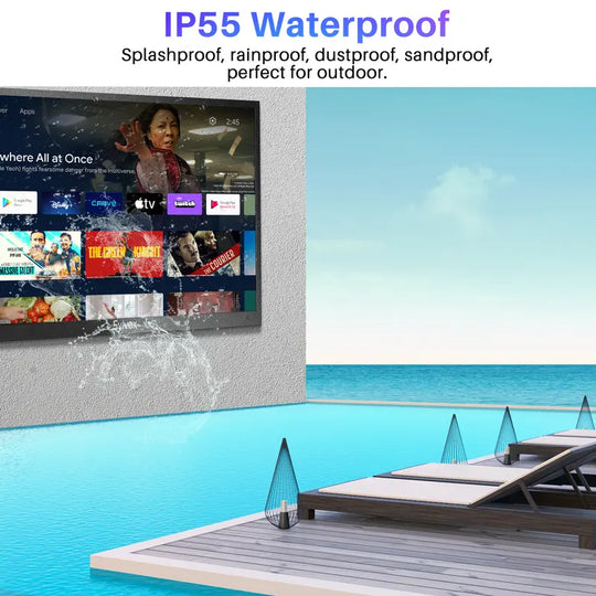 SYLVOX 43" Outdoor TV, 4K UHD Smart TV with Voice Assitant, Free Dowload Apps, Support Wifi Bluetooth, HDR, IP55 Waterproof TV Suitable for Partial Sun Area (Deck Pro Series)
