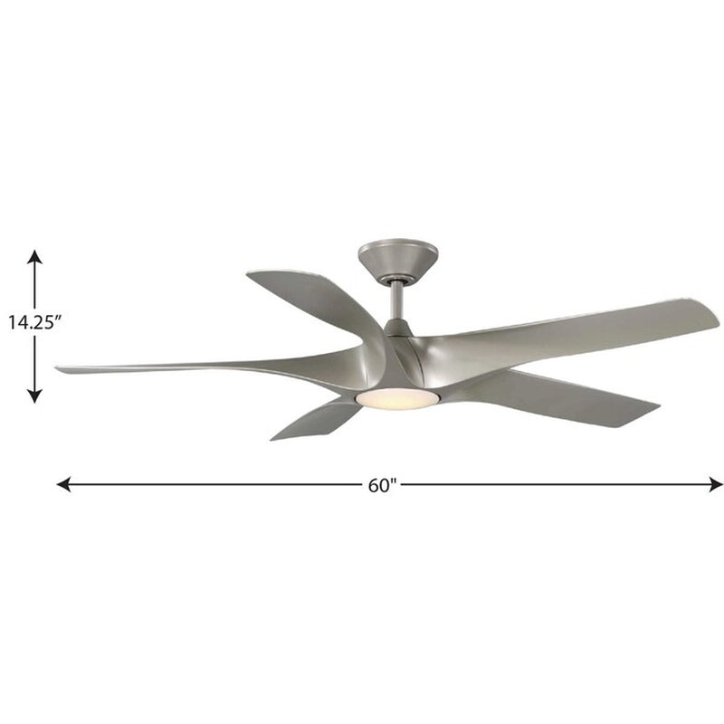 Vernal 60-In Integrated LED Outdoor Smart Painted Nickel with Painted Nickel Blades Propeller Ceiling Fan with Light - Remote Included ( 5 -Blade )