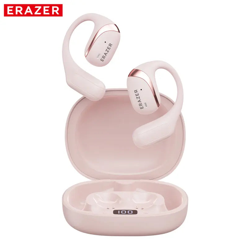ERAZER True Wireless Open Ear Earphones Bluetooth 5.4 ENC Noise Cancelling Headphones Hifi Sound Touch Control 84Hours Long Playtime Not in Ear Earphones Waterproof over Ear Wireless Headset for Working Music Movie Electronic Audio& Video Earbuds