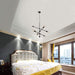 Sputnik Chandelier 6 Lights Modern Pendant Lighting Ceiling Light Fixture, Black, Bedroom Living Room Kitchen Hallway
