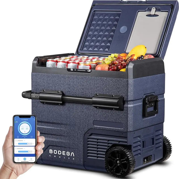 BODEGACOOLER 12 Volt Refrigerator, RV Portable Freezer, Car Fridge Dual Zone APP Control, 59 Quart（55L）-4℉-68℉ RV Car Cooler 12/24V DC and 100-240V AC for Outdoor, Camping, Vehicles, Travel, RV