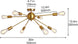 Sputnik Chandelier 8 Lights Semi Flush Mount Ceiling Light Modern Pendant Light Fixture, Brass, Bedroom Dining Room Kitchen Living Room