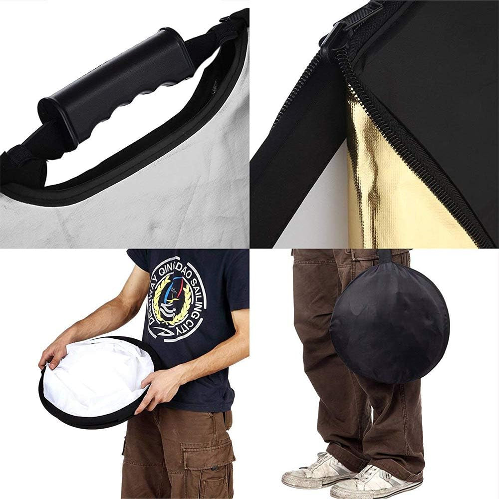 59”X79” 150X200Cm 5-In-1 Collapsible Portable Disc Light Reflector with Bag for Studio and Photography - Gold, Silver, Black, White, Translucent. (Rft05-150X200Cm)
