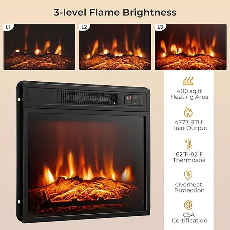 Electric Fireplace TV Stand, Electric Fireplace Mantel with 16-Color Led Lights, Adjustable Glass Shelves, Remote & Smart APP Control, TV Console for Living Room