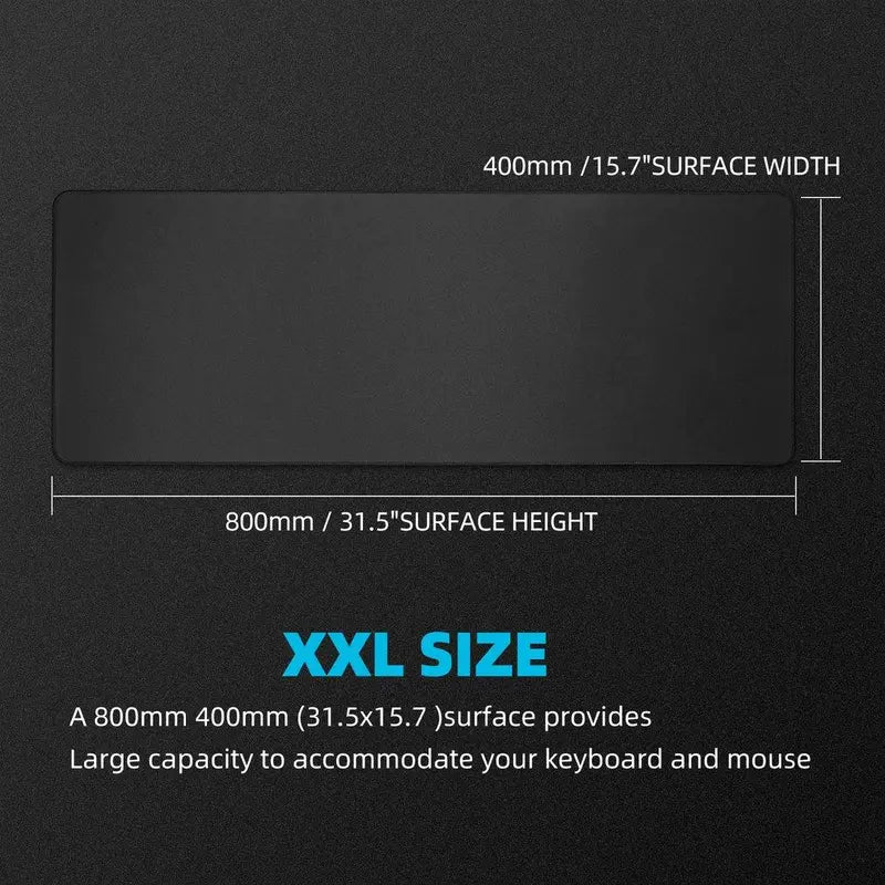 Large Gaming Mouse Pad, Large Extension with Stitched Edges, Premium Textured Waterproof with Non-Slip Rubber Bottom, Suitable for Gamers Desktop Accessories Home Office