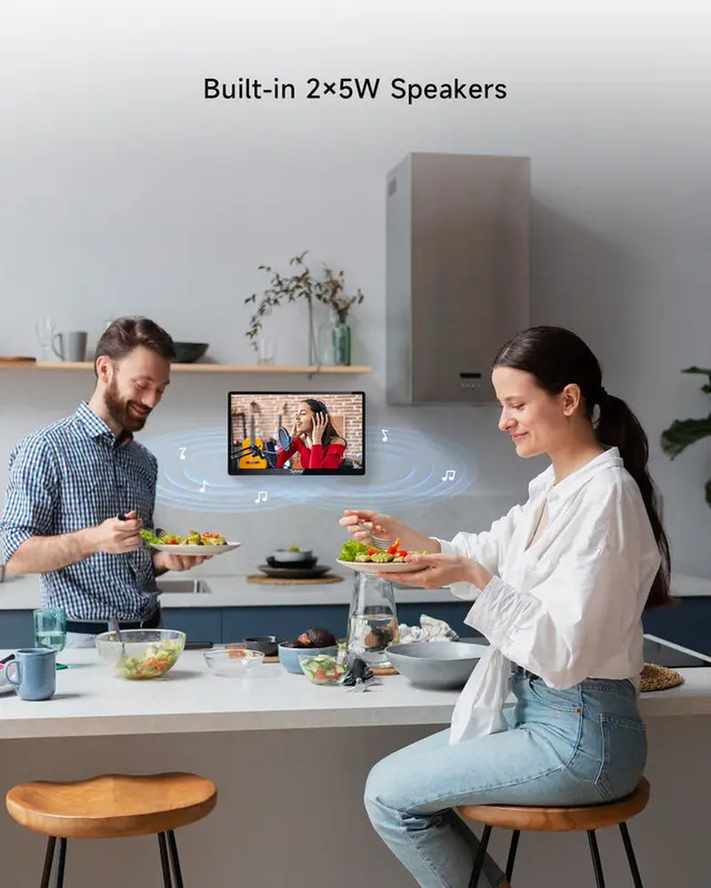 SYLVOX Kitchen TV, 15.6 Inch Small TV with Google System, Rotated & Foldable 1080P FHD Smart TV Support Google Assistant Wifi Bluetooth, under Cabinet TV for Kitchen, Bedroom, RV Camper