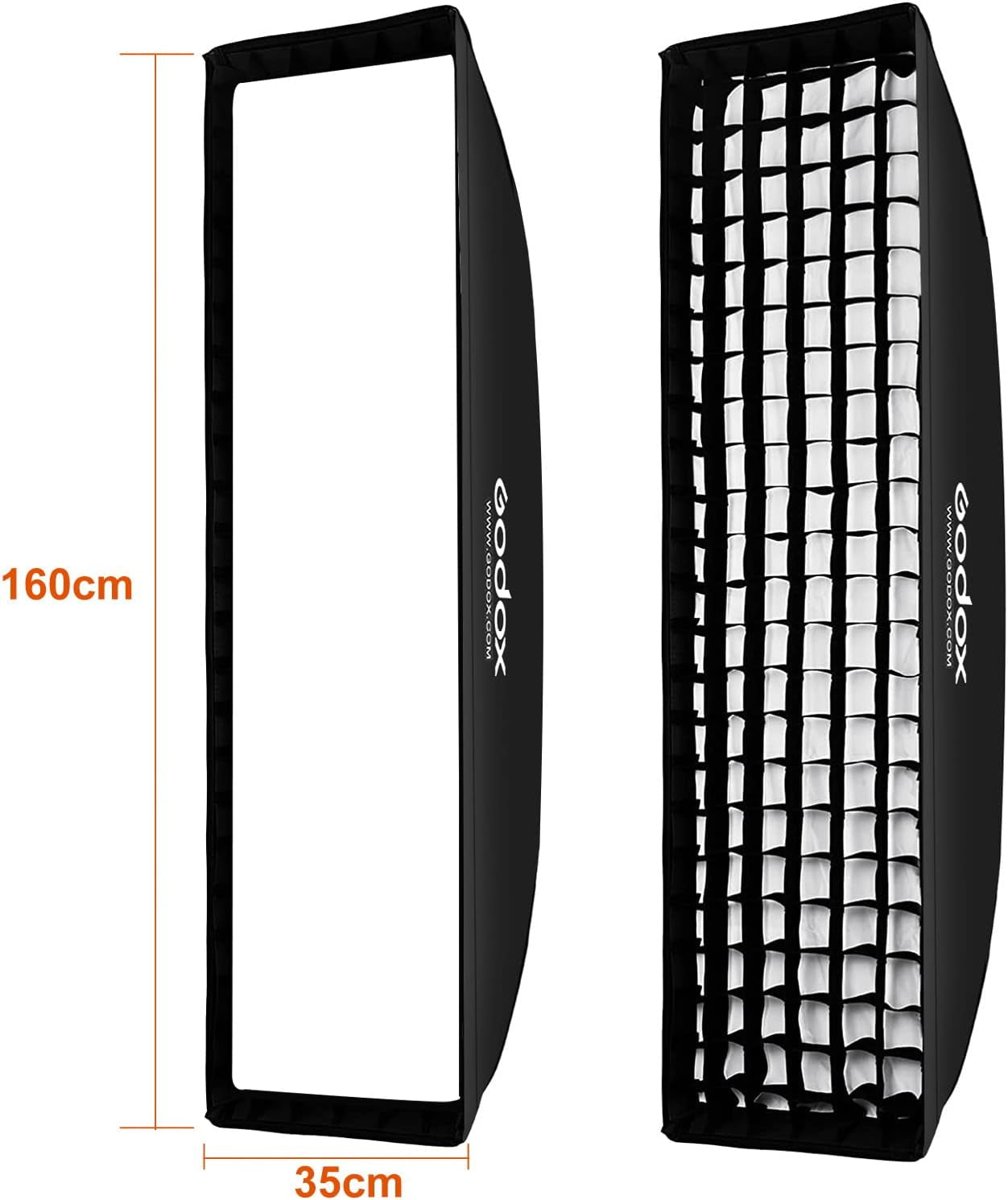13 X 63 Inch Strip Beehive Honeycomd Grid Softbox with Bowens Mount Speedring Compatible for  Studio Flash and Other Strobe Lighting&Carry Bag(2Pcs) (35 X 160Cm)