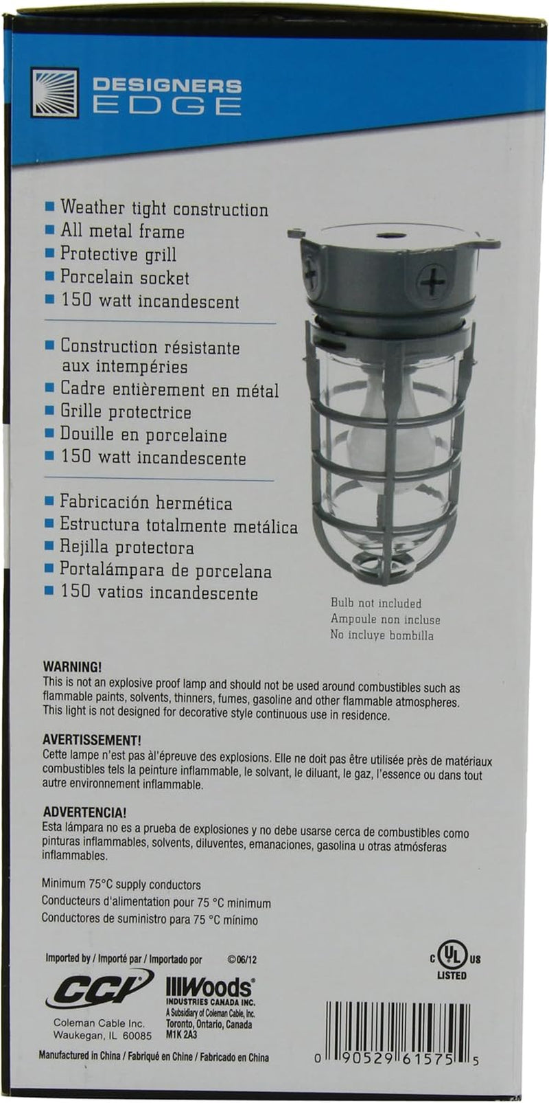 L1706 Vandal Resistant Security Light with Ceiling Mount (150W Incandescent Bulb; Silver)
