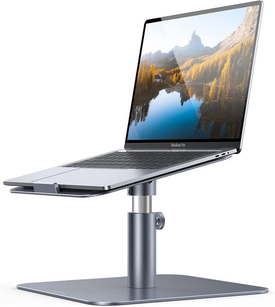 Laptop Stand, Swivel Computer Holder Multi-Angle Height Adjustable, Ergonomic 360 Rotating Notebook Desk Riser, Compatible with 10-17" Laptop, Such as Macbook Air Pro, Dell XPS, HP, Gray