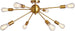 Sputnik Chandelier 8 Lights Semi Flush Mount Ceiling Light Modern Pendant Light Fixture, Brass, Bedroom Dining Room Kitchen Living Room