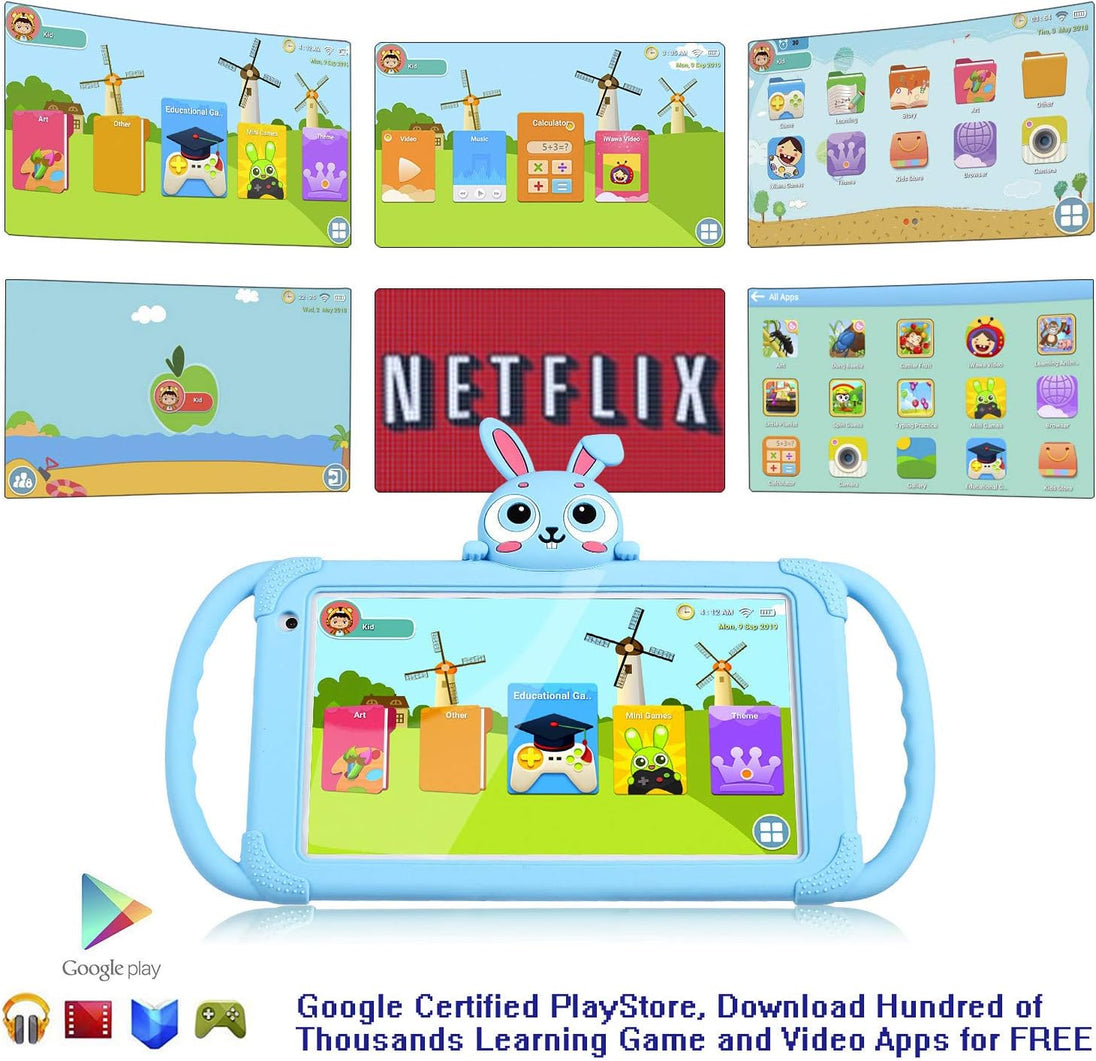 Kids Tablet 7 Inch Toddler Tablet Android Tablet for Kids 32GB Parent Control with Pre-Installed Educational APP Wifi Kids Edition Learning Tablet Kid-Proof Case (Light Blue)