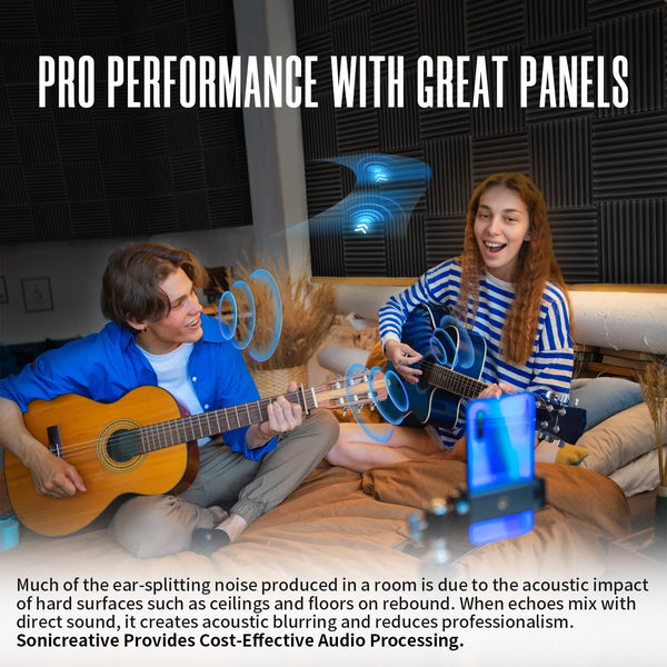 52 Pack Acoustic Foam Panels 1 X 12 X 12 Inches Large Sound Proof Foam Panels for Walls, Wedge Soundproof Wall Panels 