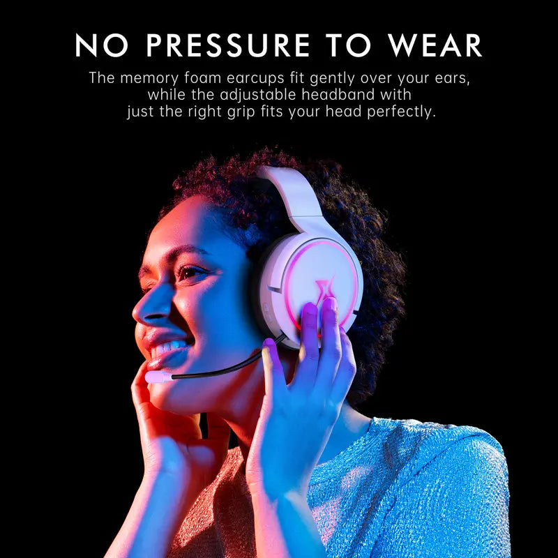 Targeal 2.4G Wireless Gaming Headset for PC, PS4, PS5, Switch, Mac,Mobile- Rotatable & Foldable Bluetooth V5.3 Headphone-20H Battery & RGB Light-Memory Ear Pads-Stretchable Noise Cancelling Audio