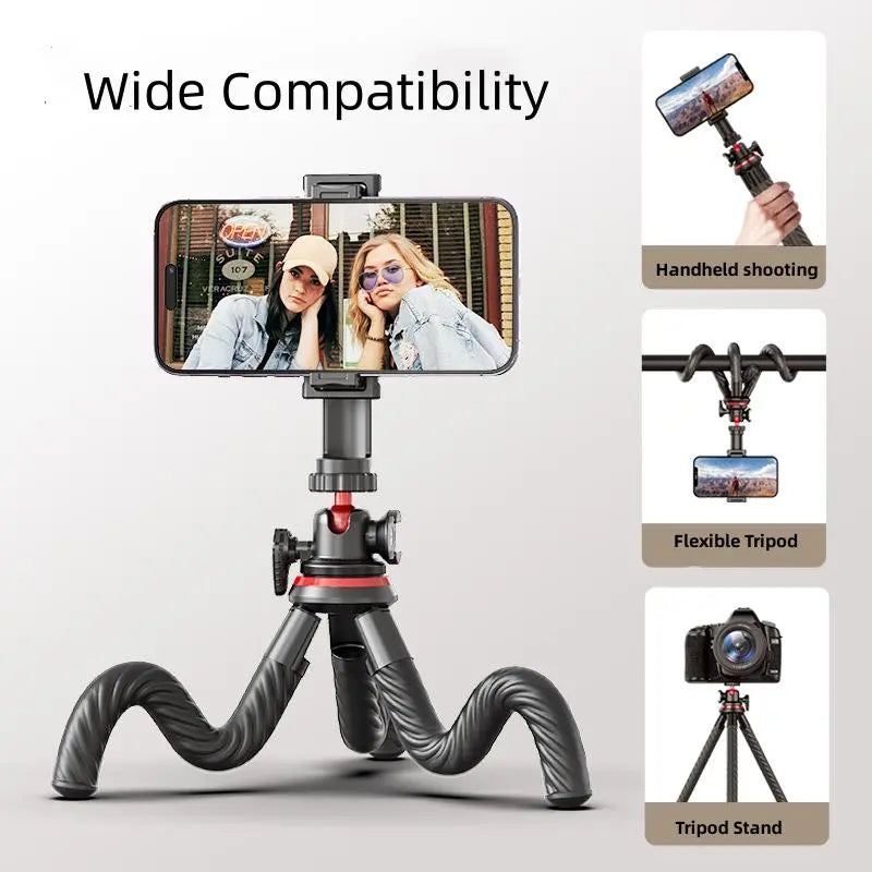 Portable Camera Tripod, Flexible Mini Camera Stand with Hidden Phone Clip, Universal Camera Accessories for Iphone 13 12 Pro Max XS Max X 8 Samsung Canon Nikon Sony Cameras, Music Festival (1 Count)