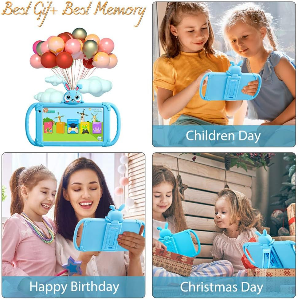 Kids Tablet 7 Inch Toddler Tablet Android Tablet for Kids 32GB Parent Control with Pre-Installed Educational APP Wifi Kids Edition Learning Tablet Kid-Proof Case (Light Blue)